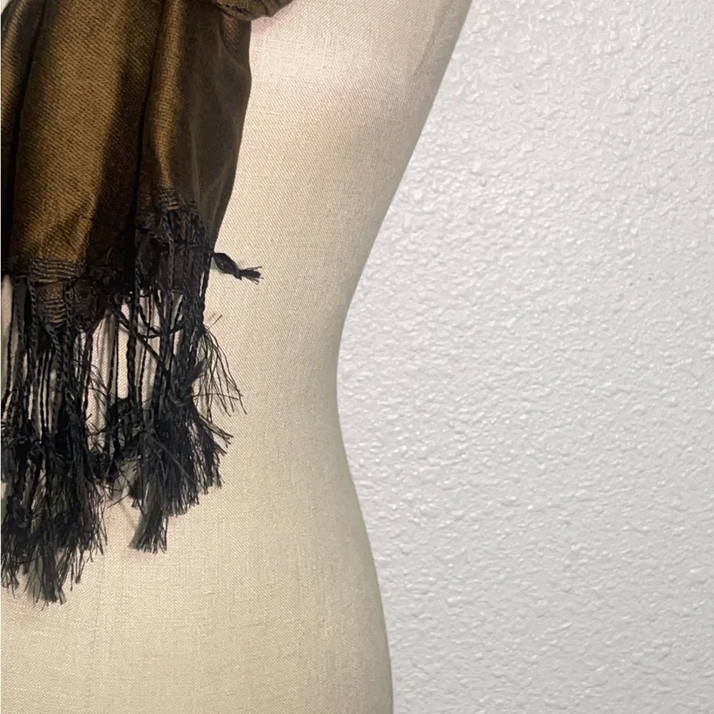 I love Jerusalem cashmere Brown Fringe Scarf